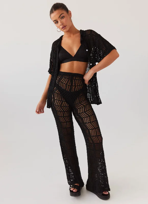 Style Upgrade Cabo Paradise Crochet Pants - Black