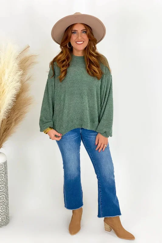 Seasonal Sale Basil Round Neck Knit Long Sleeve Top