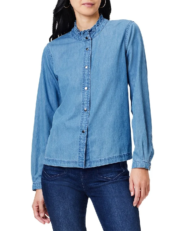 Trend Forward Threads NIC+ZOE Ruffle Neck Denim Shirt