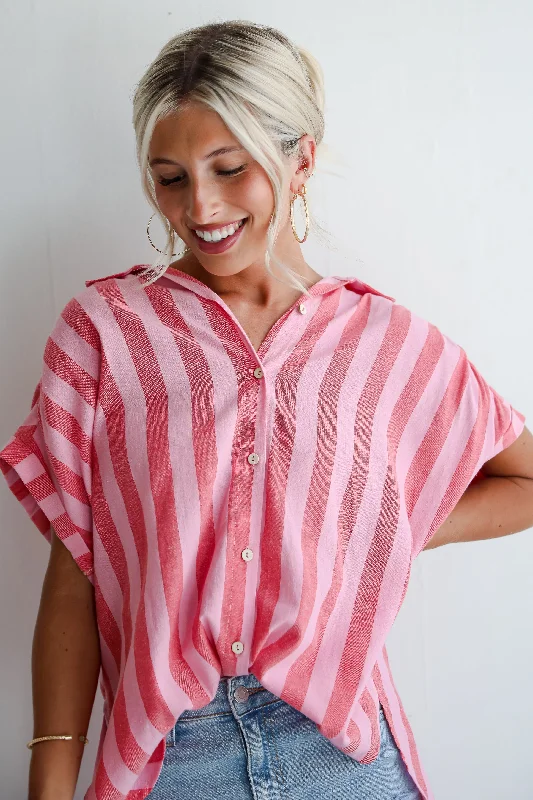 Chic Styles Pretty In Pink Striped Tunic