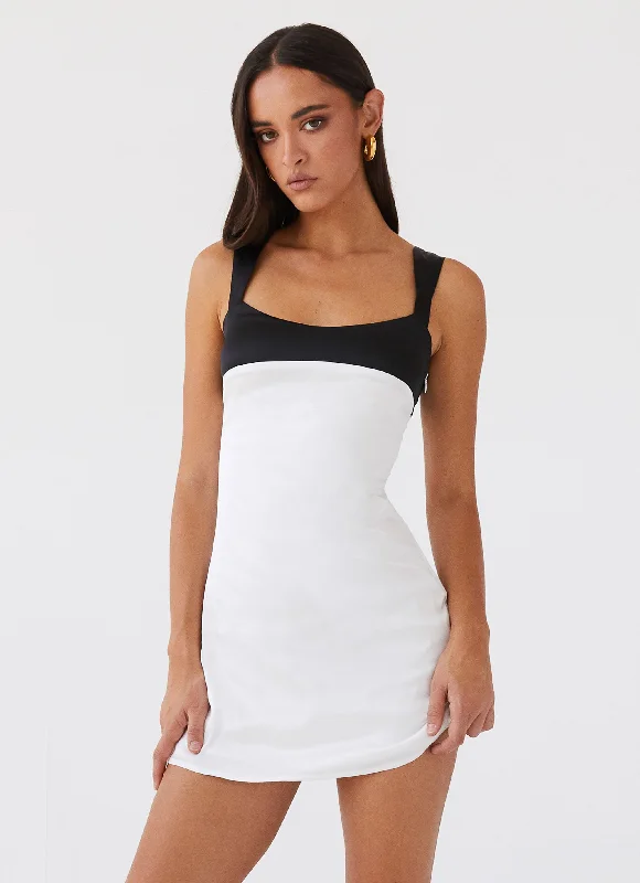 Feminine Flow Odette Satin Mini Dress - Noir Pearl