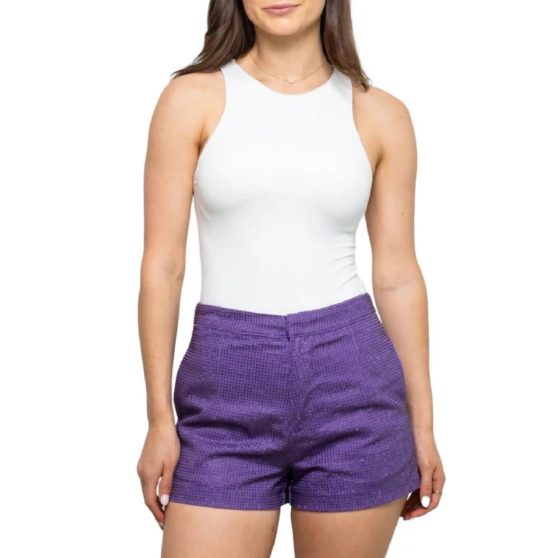 Seasonal Trends Rhinestone Purple Shorts