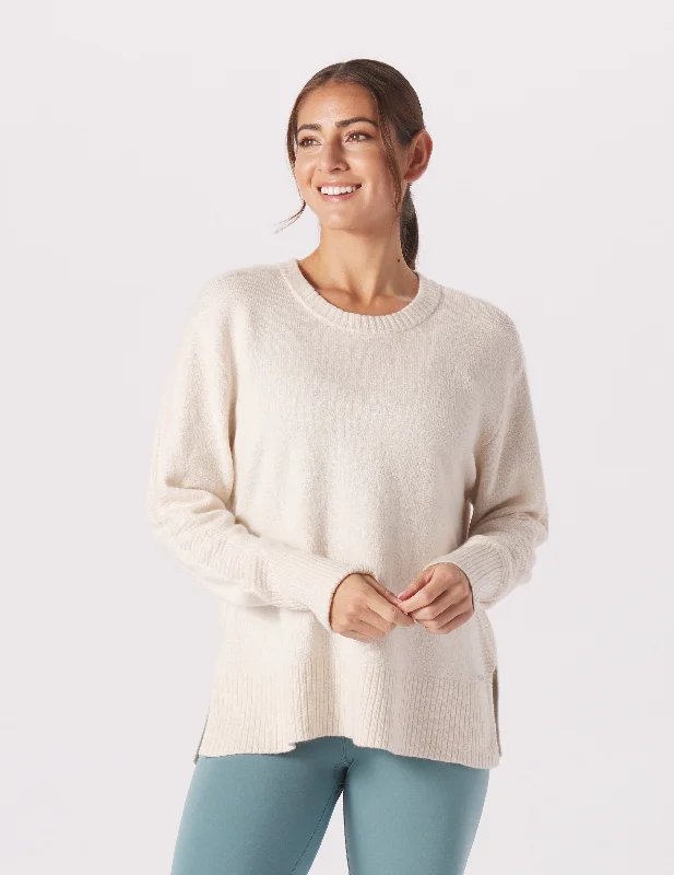 Budget Friendly Elevated Knit Crew: Oatmilk Heather