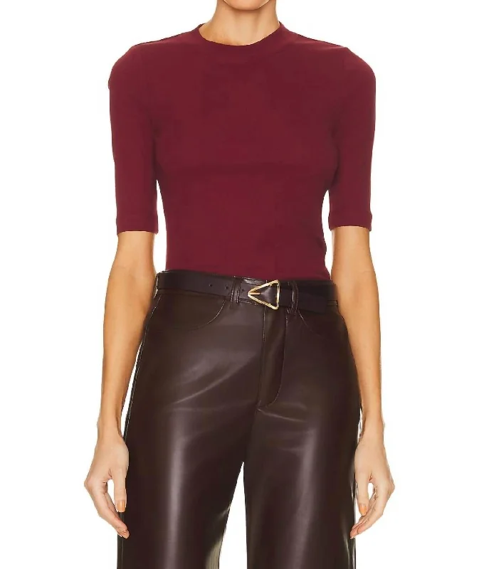 New Arrivals Cropped Sleeve Tee In Garnet