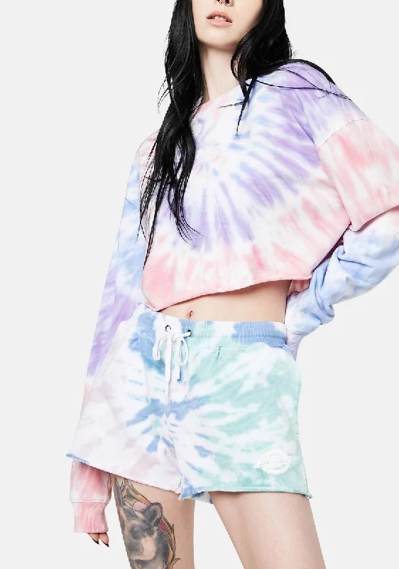 Flash Sale Now Green And Lilac Swirl Tie Dye Pull On Shorts