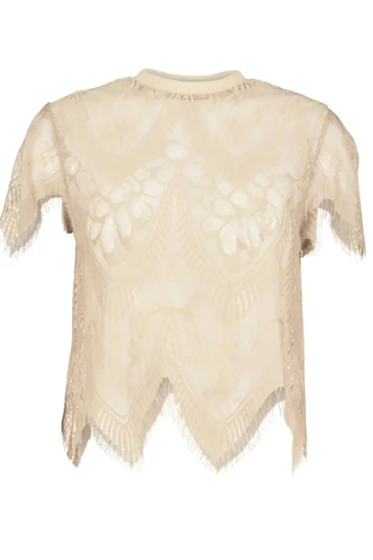 Budget Friendly Fashion Sheer Genius Lace Tee In Ivory