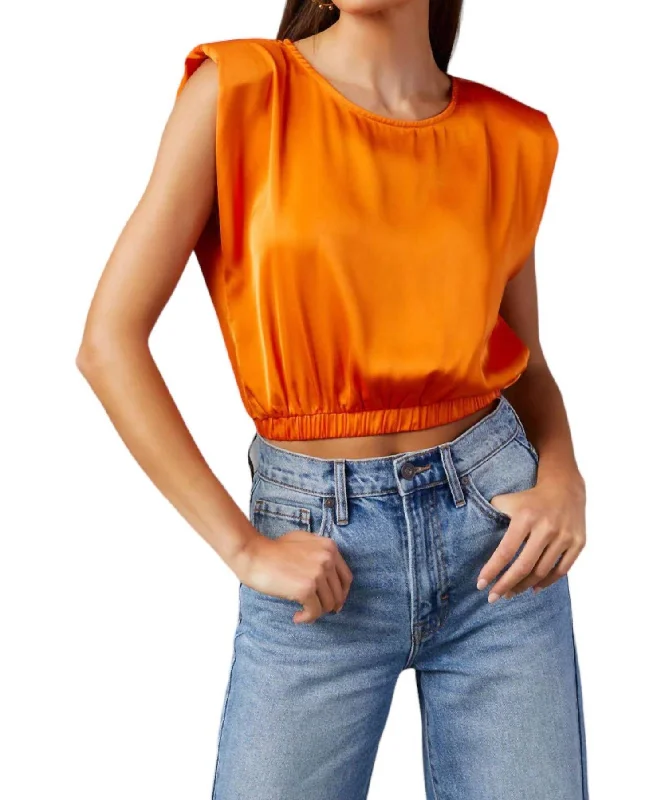 Athleisure Wear Special Offer Satin Cropped Muscle Tee In Orange