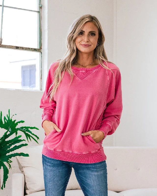 Hot Trends Girlfriend Crewneck Sweatshirt - Fuchsia