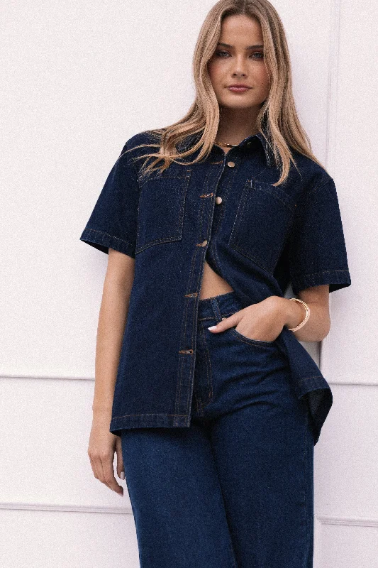 Trendy Aesthetics Nolan Denim Shirt - Dark Denim