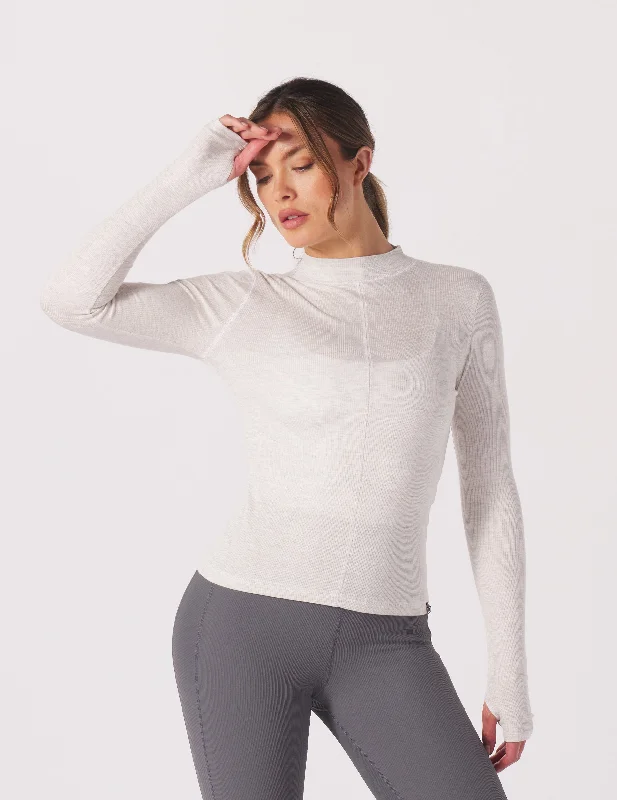 Special Offer Ruby Mock Neck Long Sleeve: Oatmilk