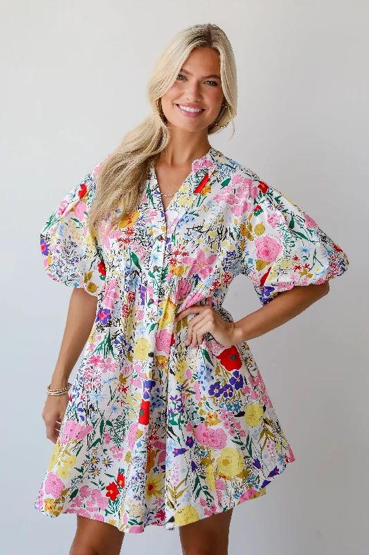 Rustic Countryside Charm Look FINAL SALE - Breezy Catch Multicolored Floral Mini Dress