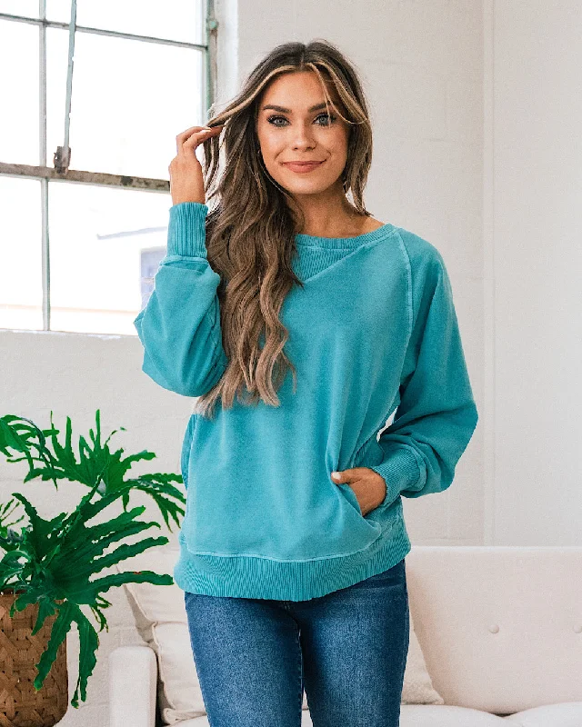 Catch Every Fashion Trend Girlfriend Crewneck Sweatshirt - Light Teal