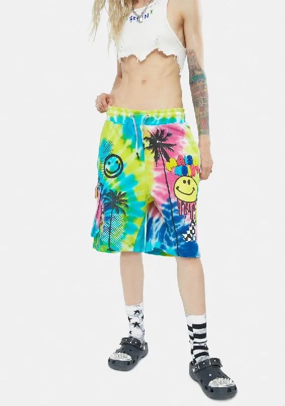 Runway Inspired Wear Sunshine Tie Dye Cargo Shorts