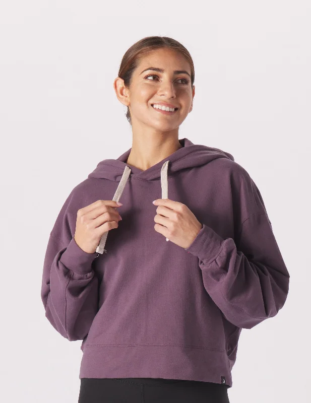 Graceful Movement Vintage Oversized Cropped Hoodie: Berry Wine