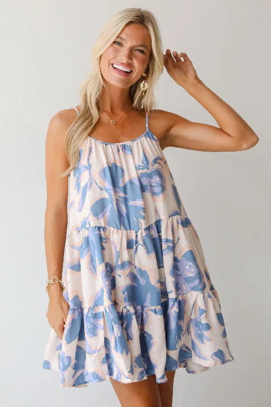 Everyday Wear FINAL SALE - Season Of Blooms Blush Floral Tiered Mini Dress