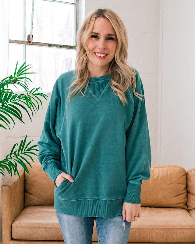 Chic Styles Girlfriend Crewneck Sweatshirt - Teal