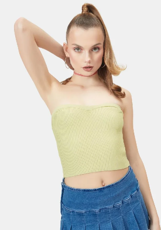 Effortless Chic Apparel Kiwi Pop To The Top Sweater Tube Top