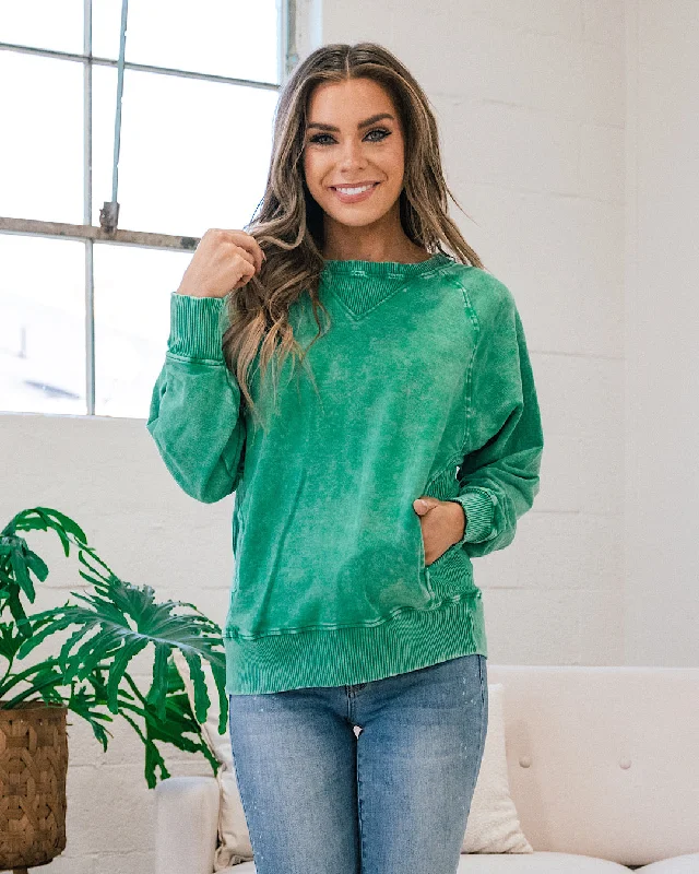 Effortless Grace Girlfriend Crewneck Sweatshirt - Ash Kelly Green