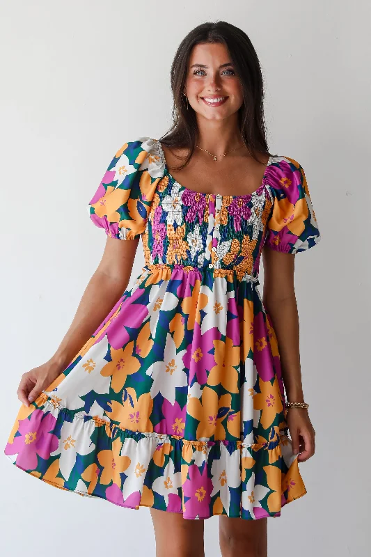 Modern Romance FINAL SALE - Keep It Darling Magenta Floral Mini Dress