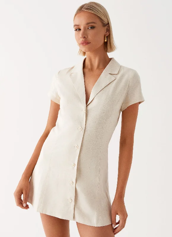 Budget-Friendly Fashion Russo Linen Mini Dress - Oatmeal