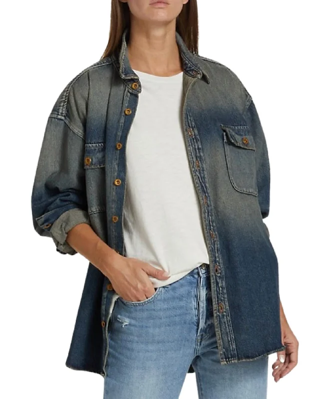 Gorgeous Glamour Collection Busy Boyfriend Denim Shirt In Seine Wash