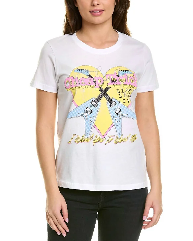 Casual Chic Cheap Trick Band Tee In White/multi