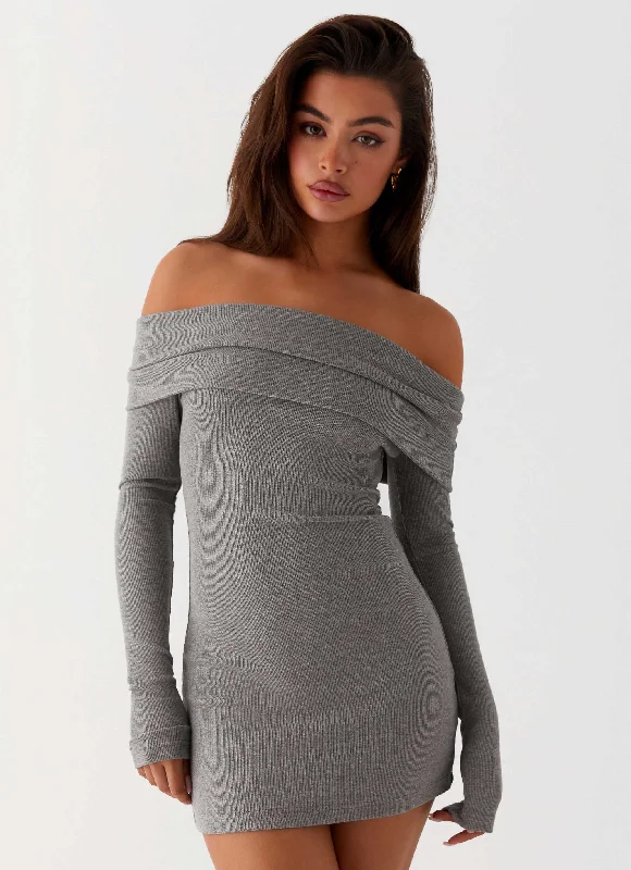 Trendsetting Threads Tanzia Knit Mini Dress - Charcoal