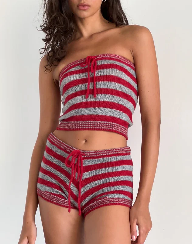 End Of Season Sale Renha Hot Pants in Red and Grey Stripe