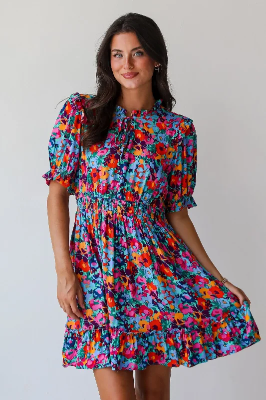 Soft Textures FINAL SALE - Radiant Romance Blue Floral Mini Dress