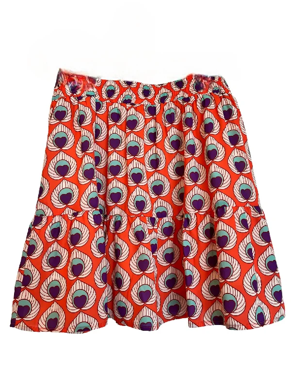 Quality Wear Tiered Skort In Orange Peacock