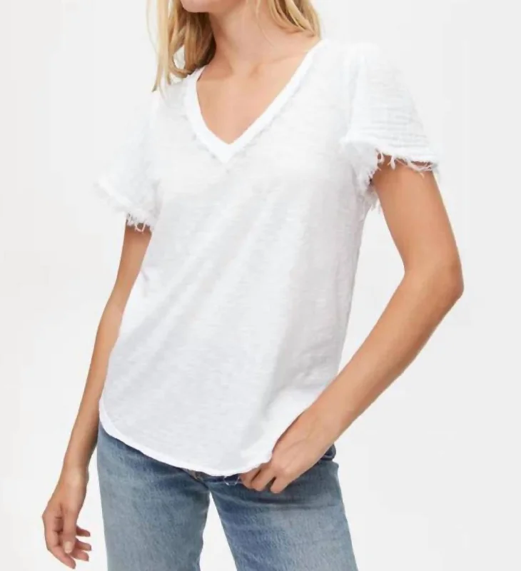 Casual Chic Tate Fabric Mix Tee In White