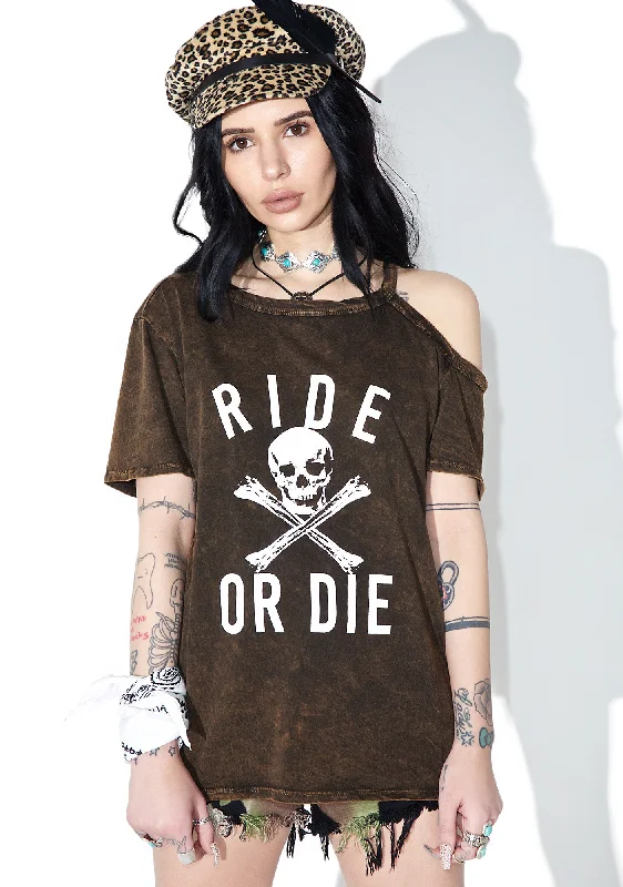 Fashion Forward Femininity Ride Or Die Distressed Tee