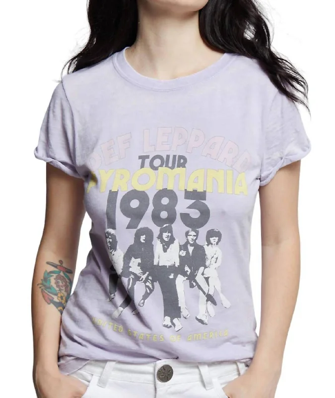 Grab Romantic Date - Night Styles Now Def Leppard Pyromania 1983 Tour Tee In Lilac