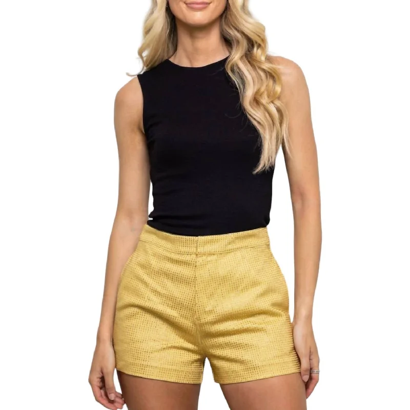 Limited Styles Rhinestone Denim Shorts In Gold