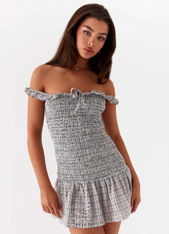 Chic & Cozy Apparel Anica Check Mini Dress - Grey Check