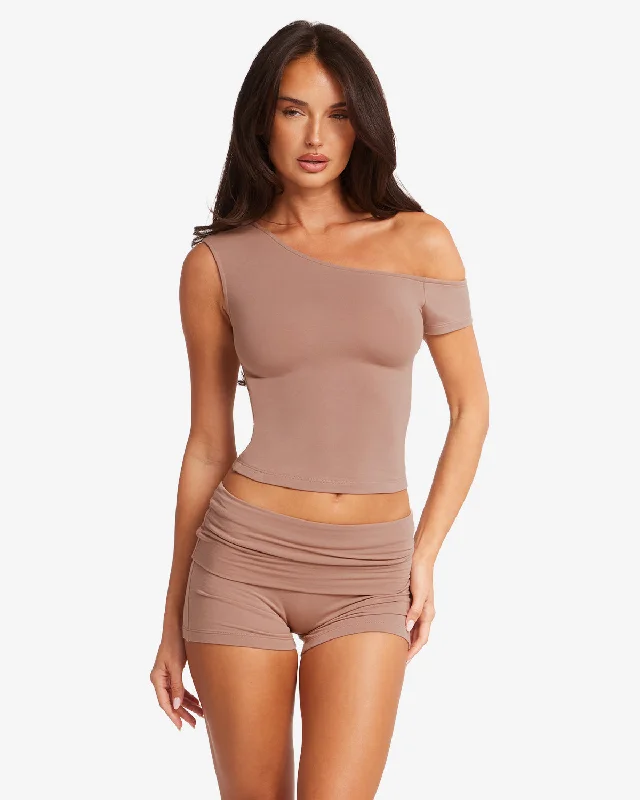 Save Big One Shoulder Capped Sleeve Top | Walnut