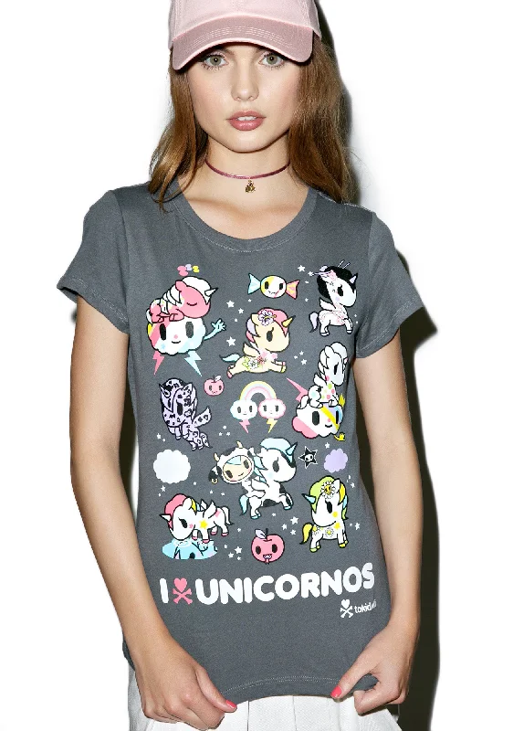 Stylish Looks I Heart Unicornos Tee