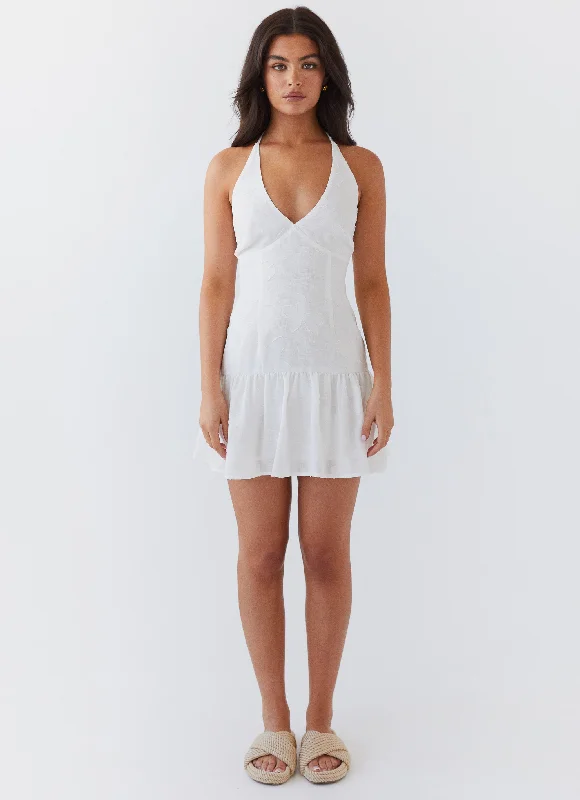 Weekend Special Selena Halter Mini Dress - White