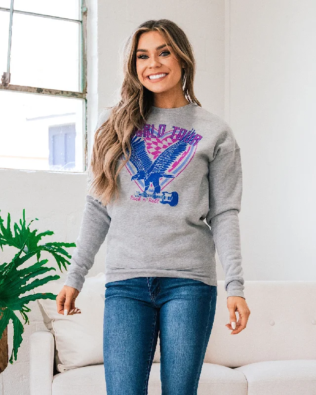 Flowy Fabric World Tour Heather Gray Sweatshirt FINAL SALE