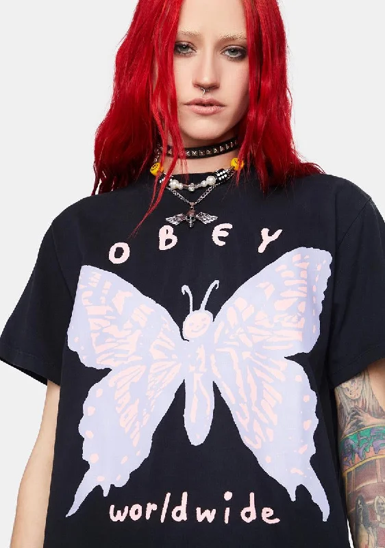 Playful Elegance Social Butterfly Vintage Reactive Tee