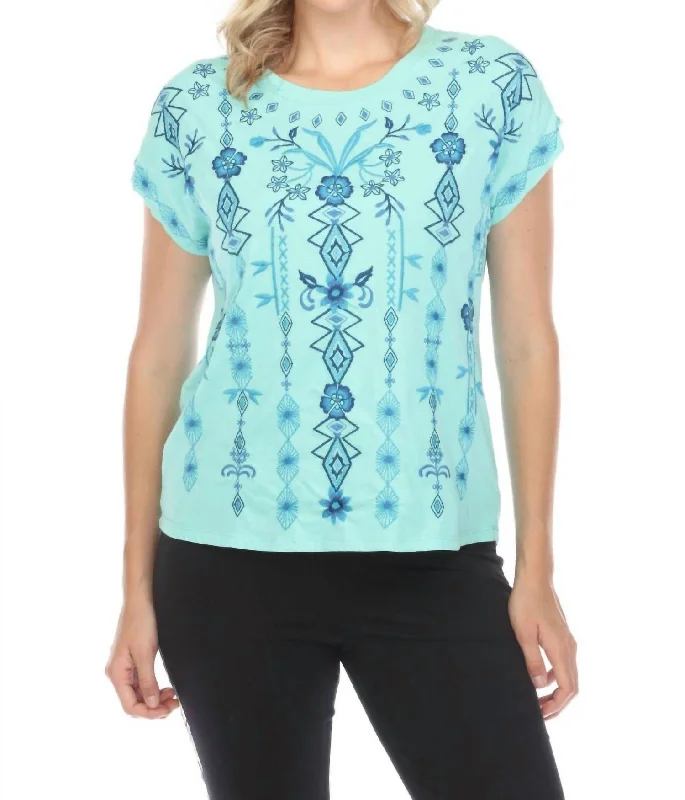 The Epitome Of Modern Women's Fashion Taria Relaxed Tee In Pool Blue