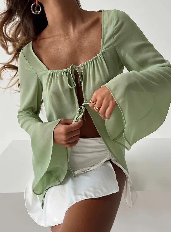 Luxe Layering Avona Long Sleeve Top Green