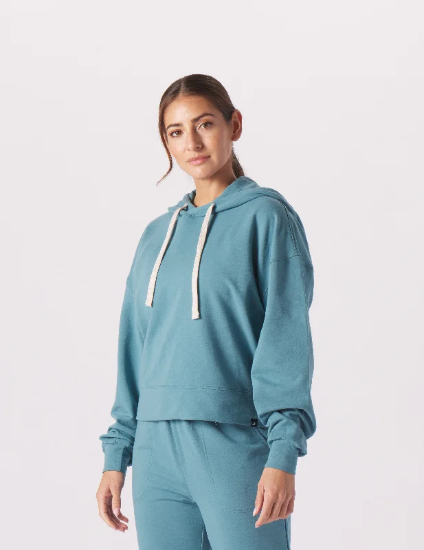 Hot Brand Discounts Vintage Oversized Cropped Hoodie: Lagoon