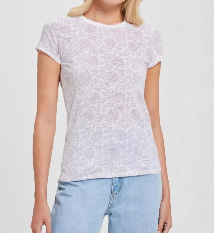 Special Offers, Don't Miss Spring Rose Ringer Tee In White/string