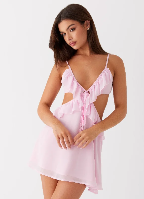 Fashion Essentials Polly Ruffle Mini Dress - Pink