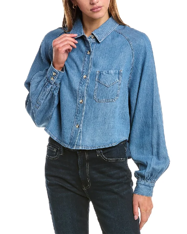 Break Fashion Norms HUDSON Jeans Raglan Balloon Sleeve Denim Shirt