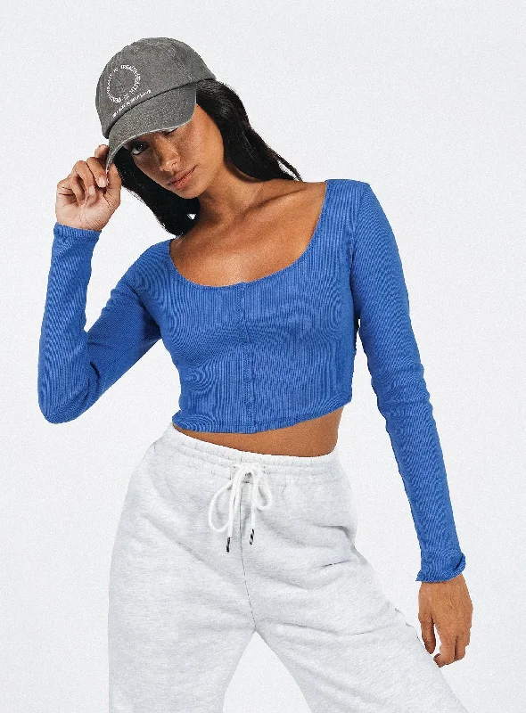 Flash Sale Fever Martye Long Sleeve Top Blue