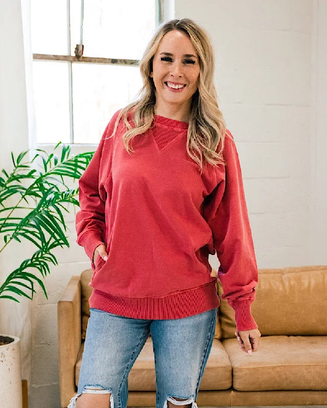 Trendy Women's Collection Girlfriend Crewneck Sweatshirt - Ruby