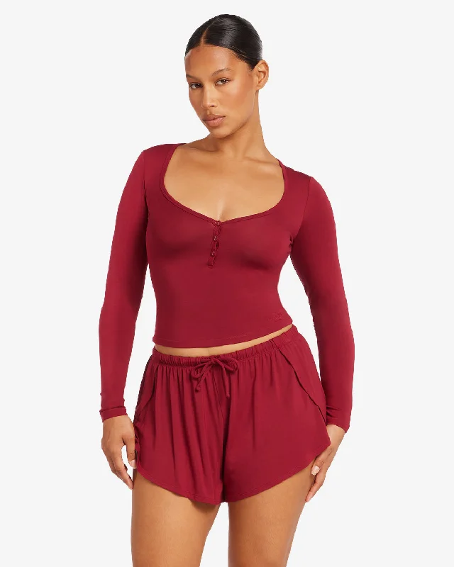 Best Deals Of The Season Sleep Long Sleeve Top | Cherry