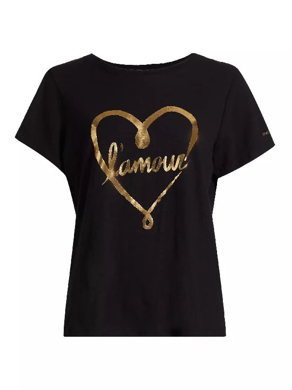 Luxe Layering Cinq a Sept Women's Doodled L'Amour Tee, Black/Gold